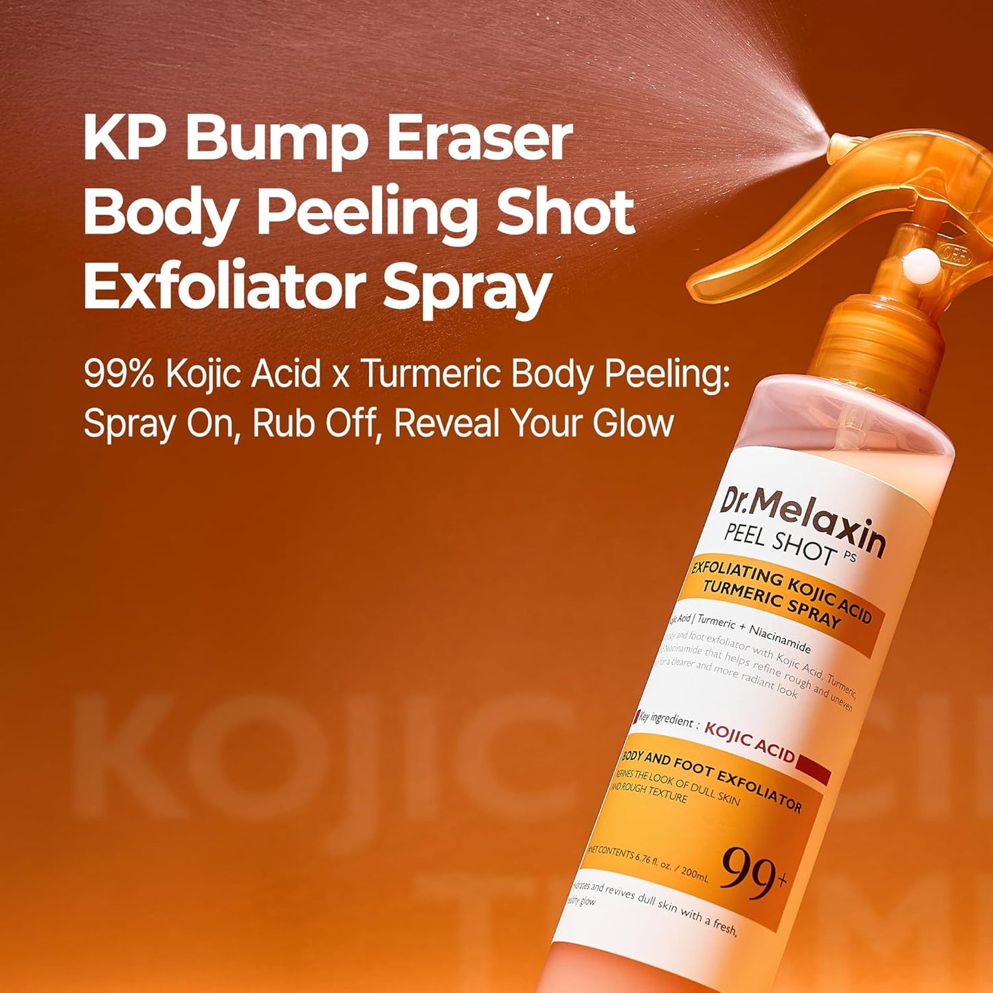 Dr.Melaxin body & face peel shot duo glow black rice peeling ampoule kojic acid & turmeric spray